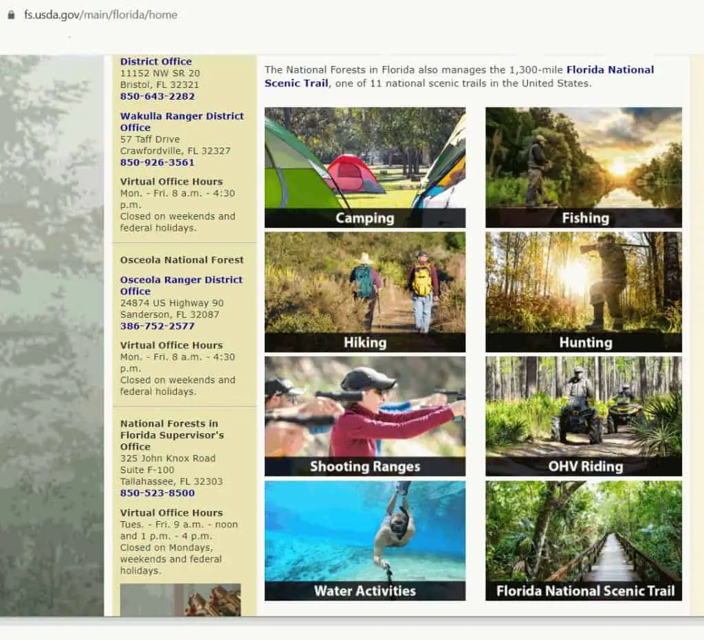 list of ocala national forest ocala florida activities