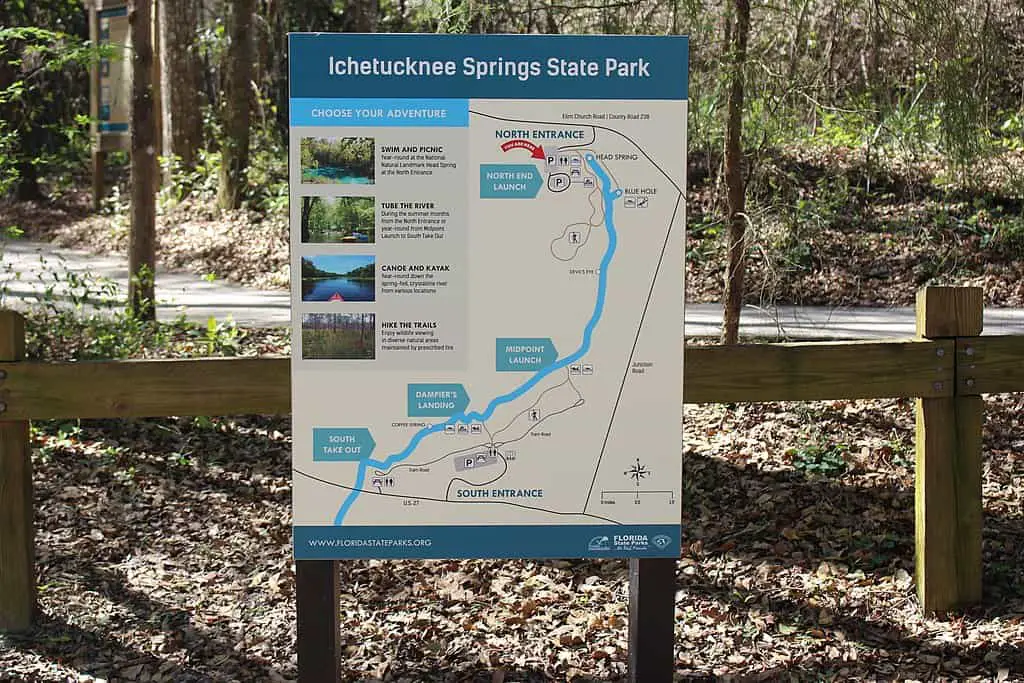 Ichetucknee Springs State Park Florida Map