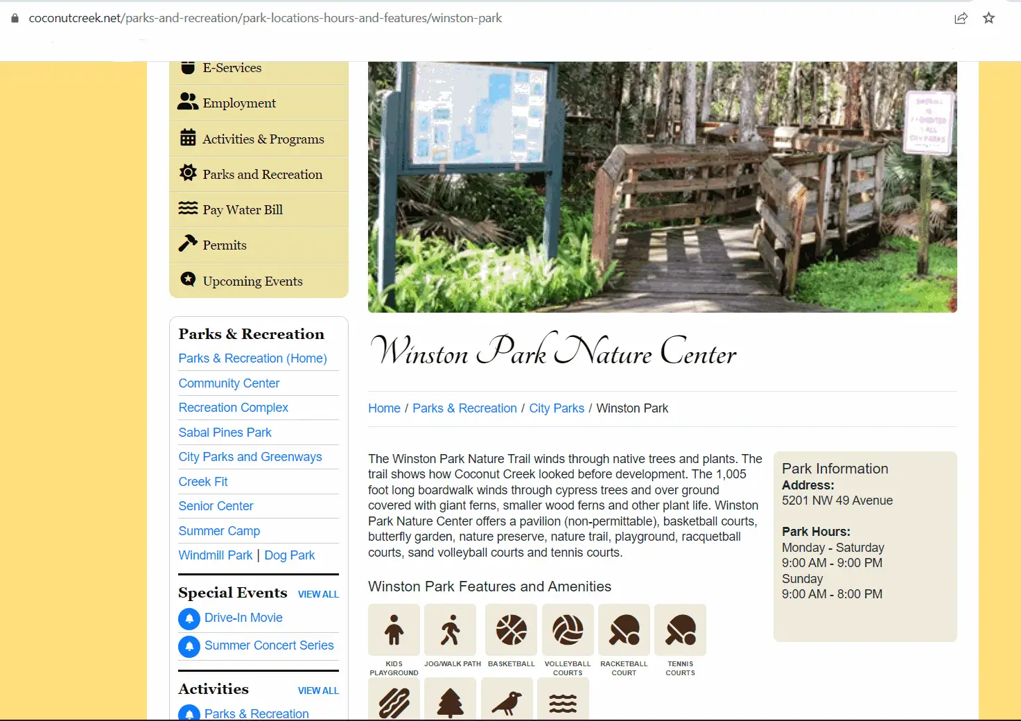 Winston Park Nature Center Coconut Creek Florida