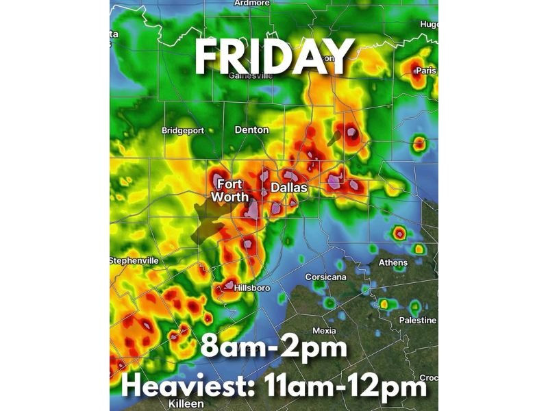 Dallas-Fort Worth, Texas Braces for Friday Morning Storms With Large Hail and Damaging Wind Threat as Heaviest Activity Targets Metro Around Noon