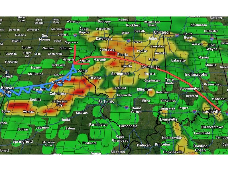 Illinois Faces New Storm System Sunday With Flash Flooding the Primary Concern as 2 to 4 Inches of Rain Targets Areas From Quincy to Champaign South